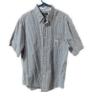 Chaps Men's Blue and White Plaid Shirt